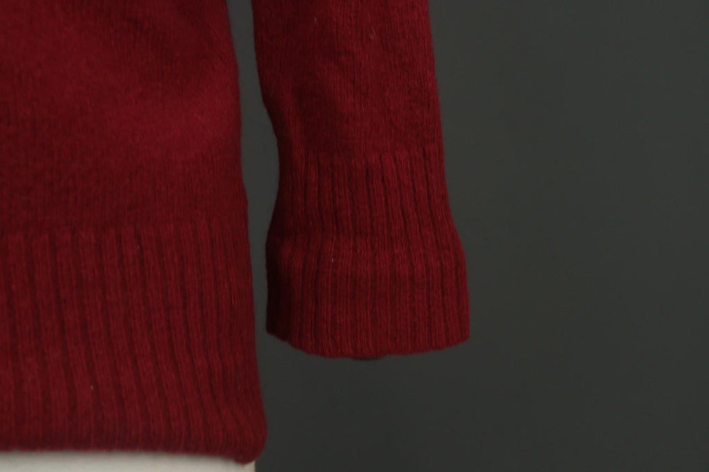 GUDRUN SJODEN Red Knitted Embroidered Raglan Sleeve Mock Neck Sweater – Size M