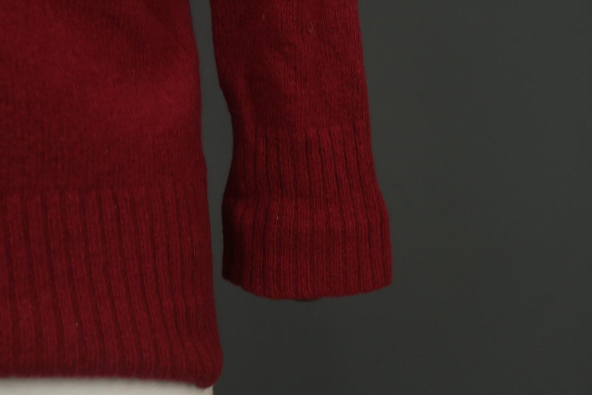 GUDRUN SJODEN Red Knitted Embroidered Raglan Sleeve Mock Neck Sweater – Size M