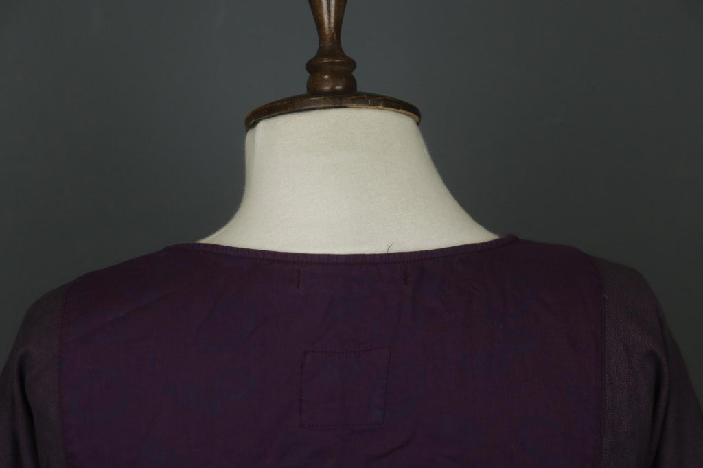 GUDRUN SJÖDEN Purple 100% Cotton Pintuck Long Sleeve Tie Neck Tunic Dress – Size S