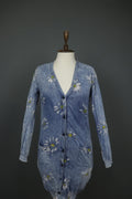 DOLCE & GABBANA Blue Floral Raglan Sleeve Button Front Cardigan Sweater – Size 40