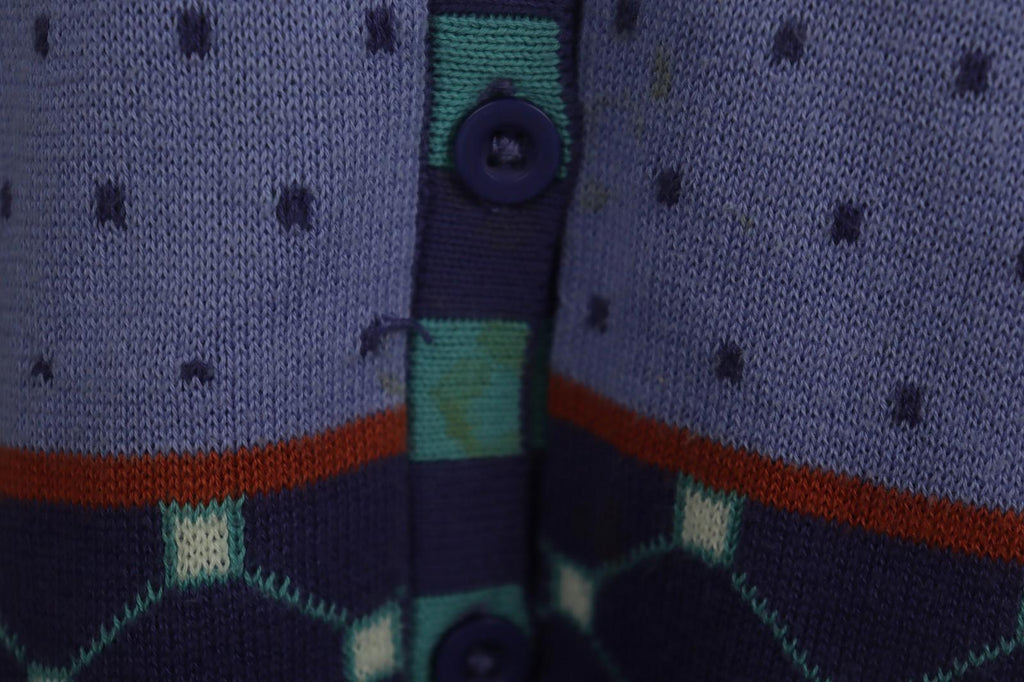 GUDRUN SJODEN Multi Geometric Cotton Knit Button Front Cardigan Sweater – Size S