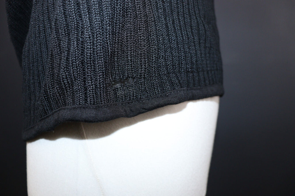 Kenzo Homme Black Vintage Merino Wool Full Zip Tight Knit Sweater – Size M