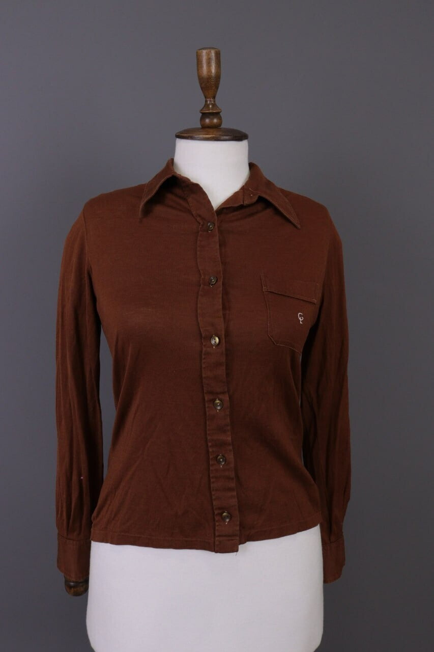 Vintage Guy Laroche Brown Long Sleeve Button Down Top Shirt – Size 44