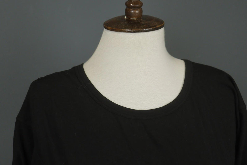 HUMANOID Blouse Top Slim Fit Stretch Black Cotton Round Neck Pullover – Size M