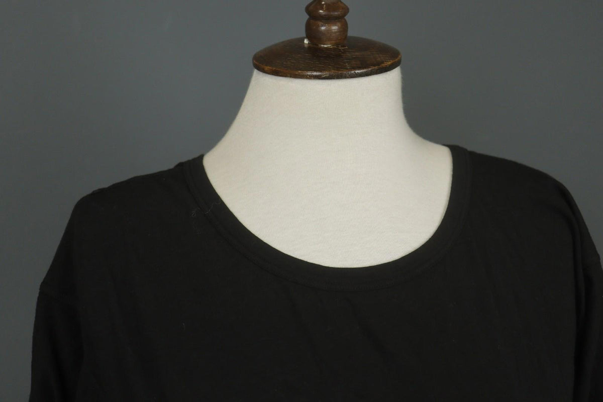 HUMANOID Blouse Top Slim Fit Stretch Black Cotton Round Neck Pullover – Size M