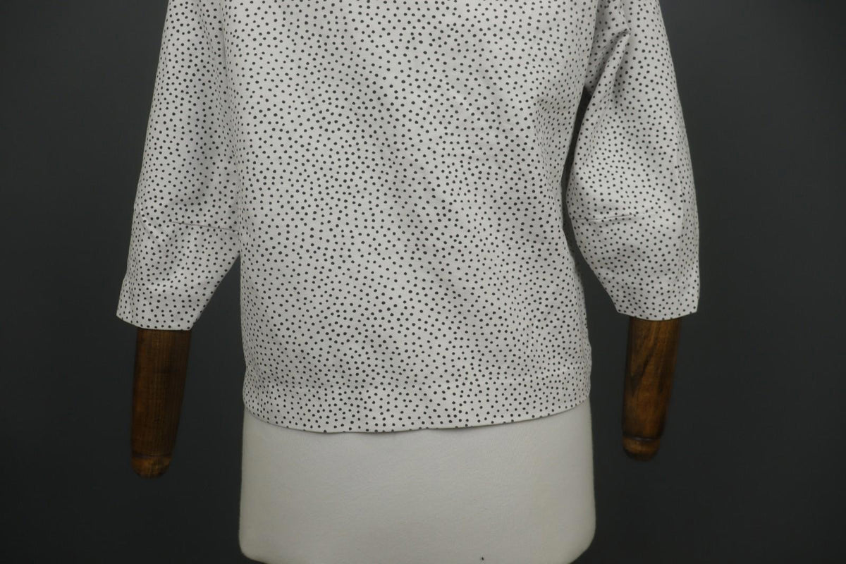 MARIMEKKO NATTU White Polka Dot Viscose Stretch Round Neck Pullover Blouse Top