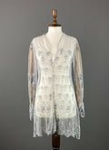Simclan Floral Button Down Long Sleeve Mesh A-Line Tunic Dress – Women's 42