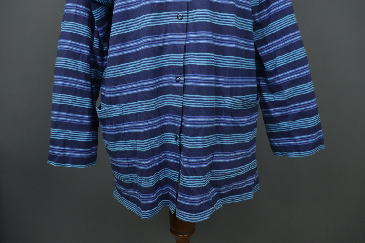 MARJA SUNA MARIMEKKO Navy Purple Striped Button Front Cardigan Sweater – Size XL