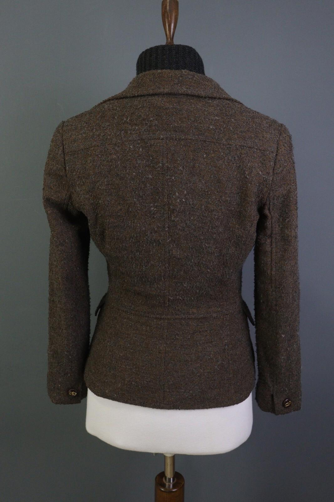 DOLCE&GABBANA Brown and Black Wool Full Zip Sweater with Blazer Jacket – Size 42