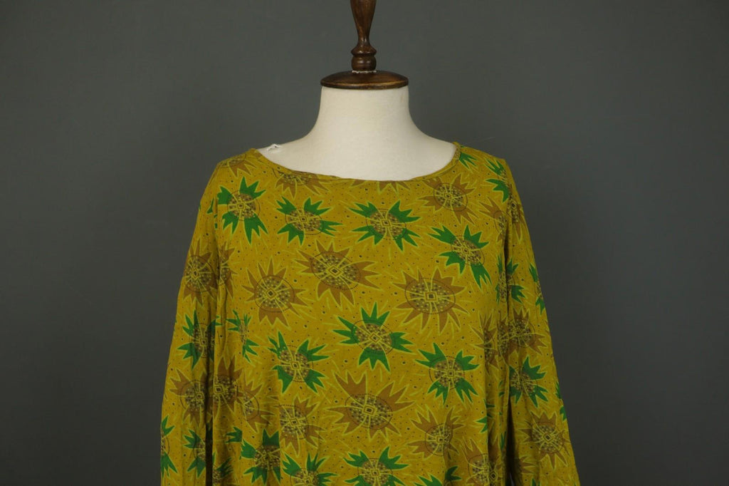 GUDRUN SJODEN Multi Floral 100% Viscose Boat Neck Pullover Blouse Top – Size XL