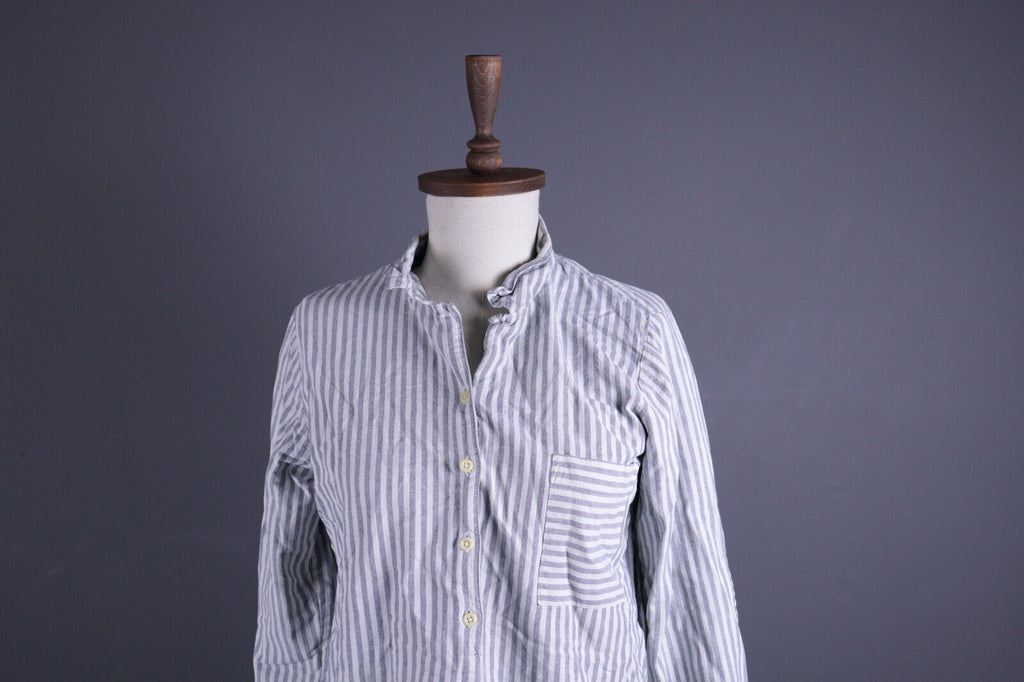 Toast White Linen Stripe Long Sleeve Relaxed Blouson Midi Dress – Size UK12 US8 M