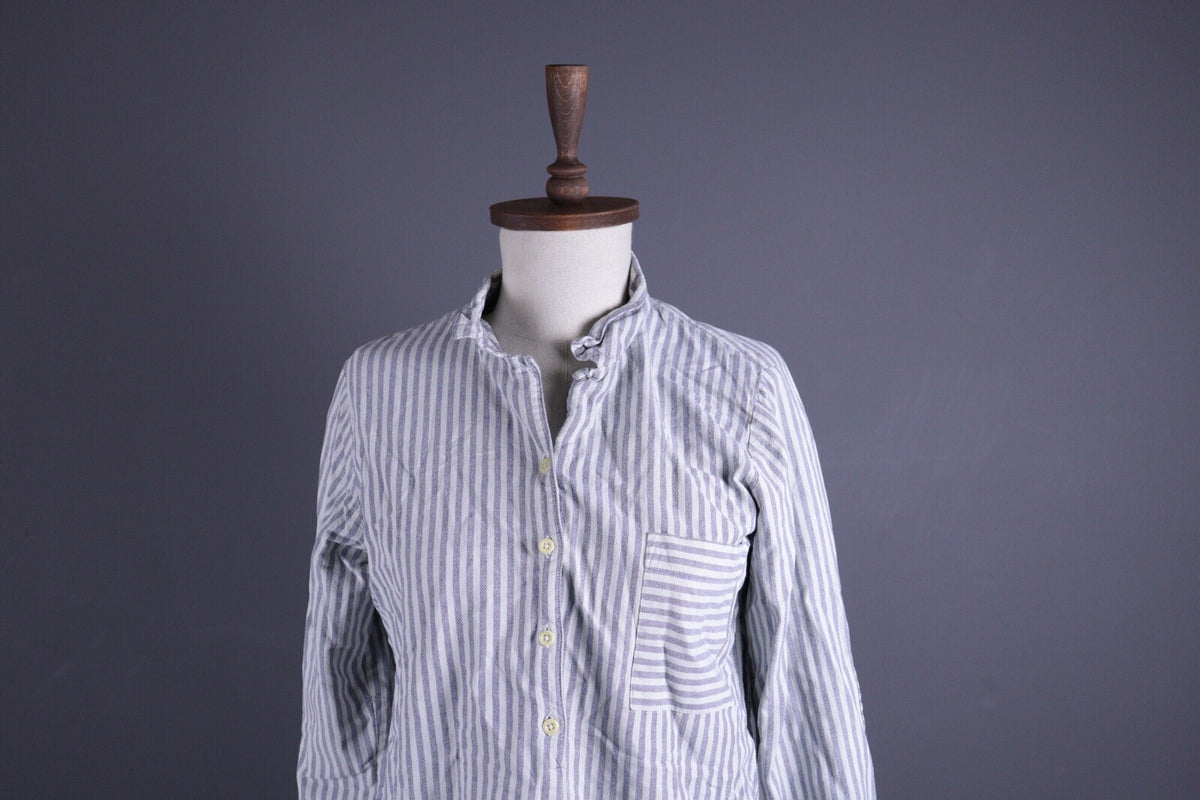 Toast White Linen Stripe Long Sleeve Relaxed Blouson Midi Dress – Size UK12 US8 M