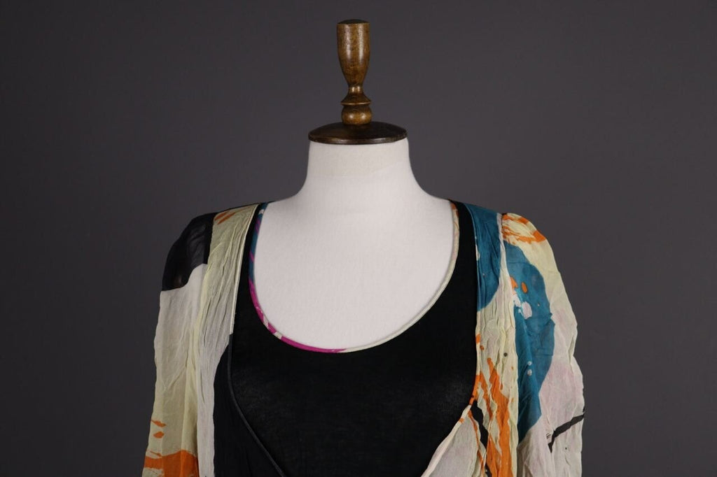 CUSTO BARCELONA Multicolor Abstract Silk Lagenlook Long Sleeve Top Shirt – Size 2