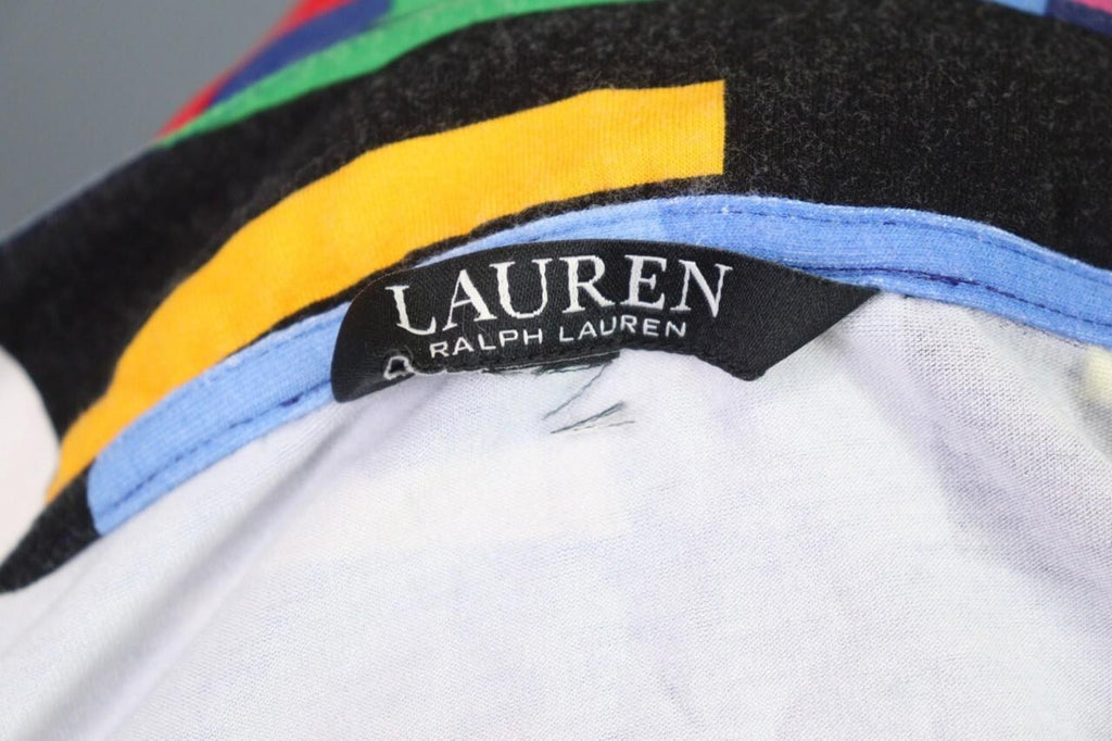 RALPH LAUREN BLACK LABEL Multicolro Colorful 3/4 Sleeve Stretch Blouse Top