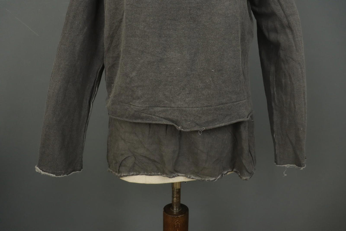 RUNDHOLZ Gray Round Neck Casual Long Sleeve Regular Fit Pullover Blouse Top Sz M