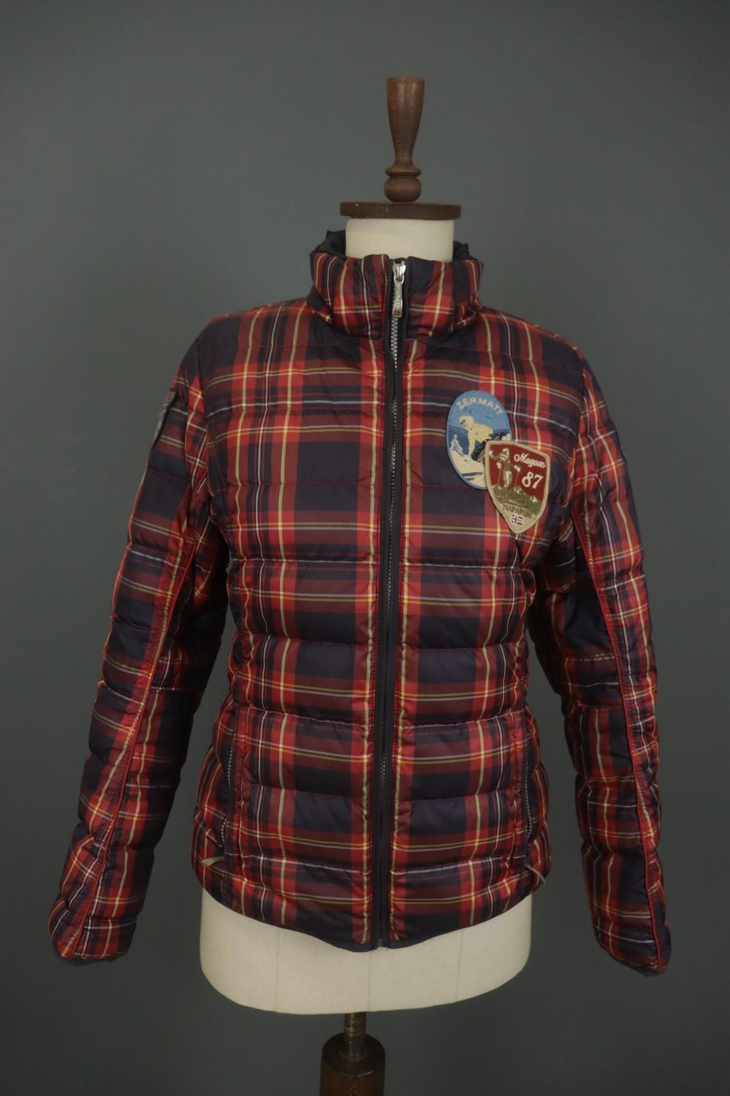 NAPAPIJRI Multicolor Plaid Long Sleeve Mock Neck Full Zip Puffer Jacket – Size M