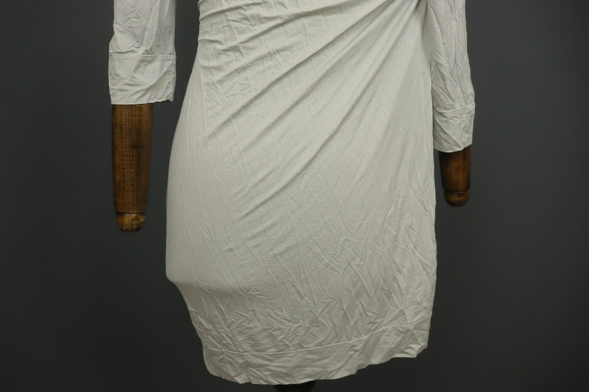 TRANSIT PAR-SUCH White Rayon Knotted 3/4 Sleeve Off the Shoulder Dress – Size 3