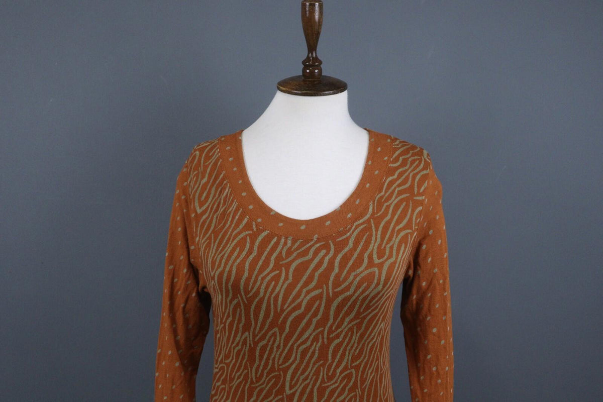 GUDRUN SJODEN Brown Long Sleeve Lightweight Top Blouse – Size S
