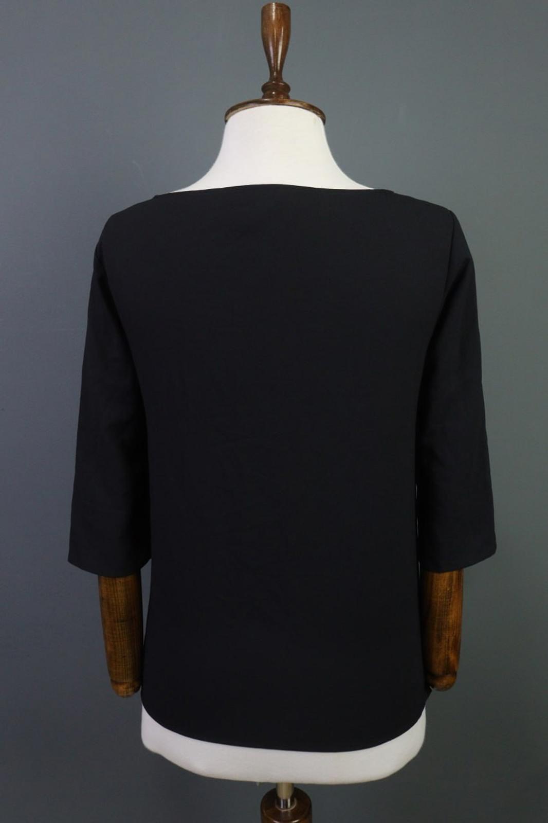 CHANEL Black Long Sleeve Button Side Slit Pullover Blouse Top – Size 34
