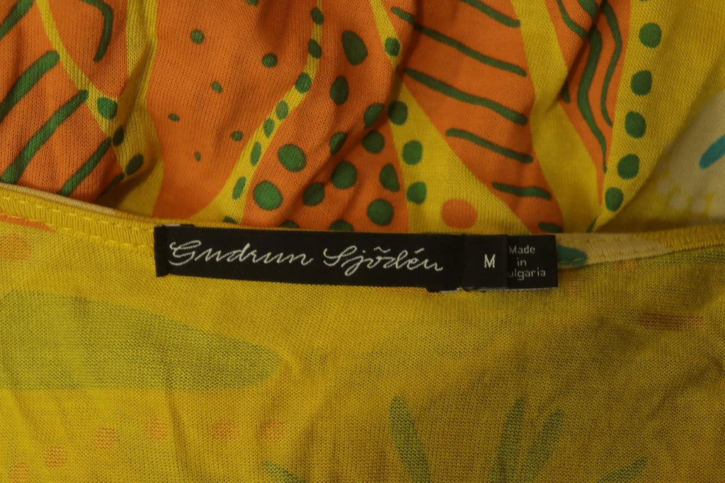 GUDRUN SJODEN Multicolor Floral 100% Modal Round Neck Pullover Shift Dress Sz M