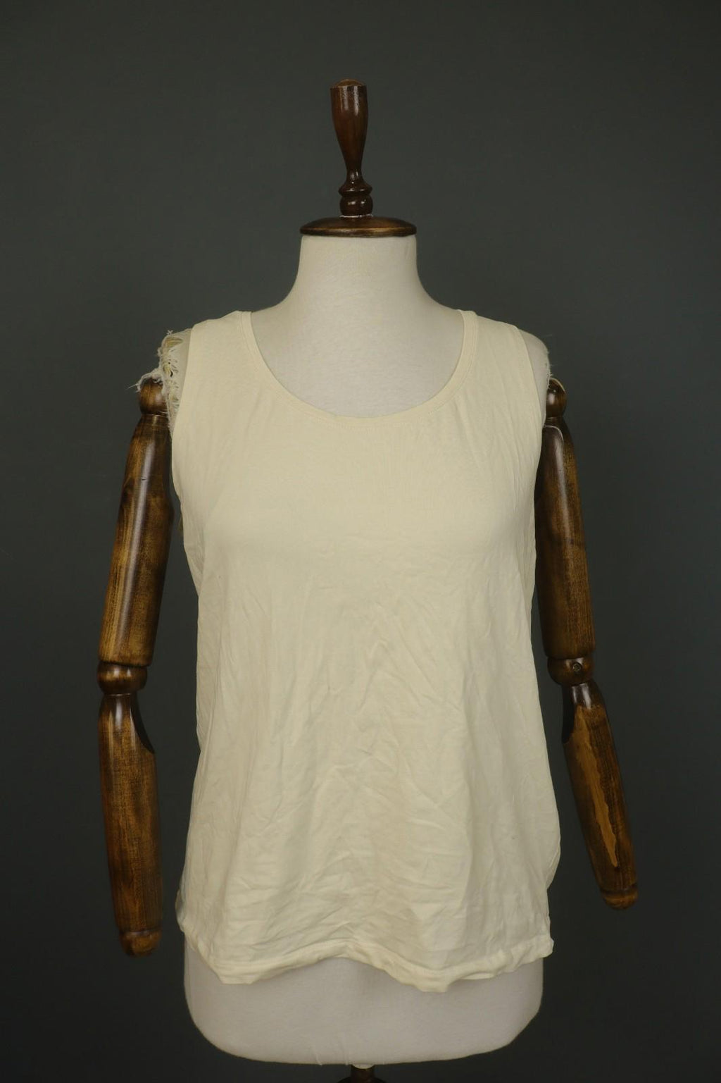 GUDRUN SJODEN White Organic Cotton Wide Straps Round Neck Pullover Tank Top Sz L