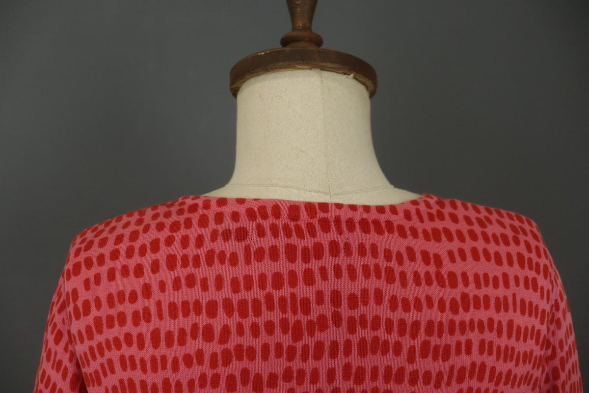 GUDRUN SJODEN Red Dotted Round Neck Long Sleeve Button Front Shirt Top – Size S