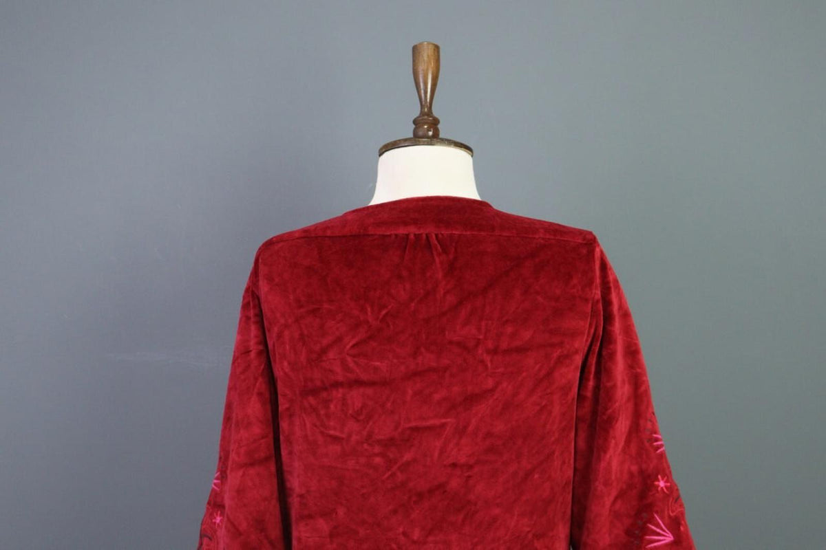 GUDRUN SJODEN Burgundy Kimono Sleeve Knit Wrape Cape Cardigan Sweater – Size S