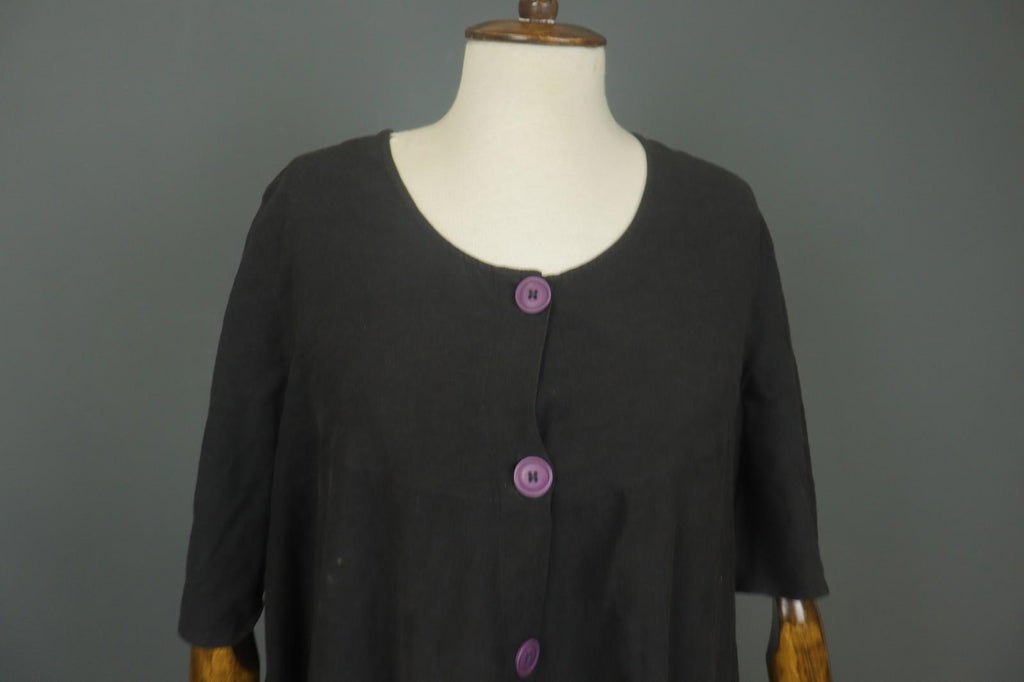 GUDRUN SJODEN Black Casual Long Sleeve Round Neck Button Front Shirt Top – Size M