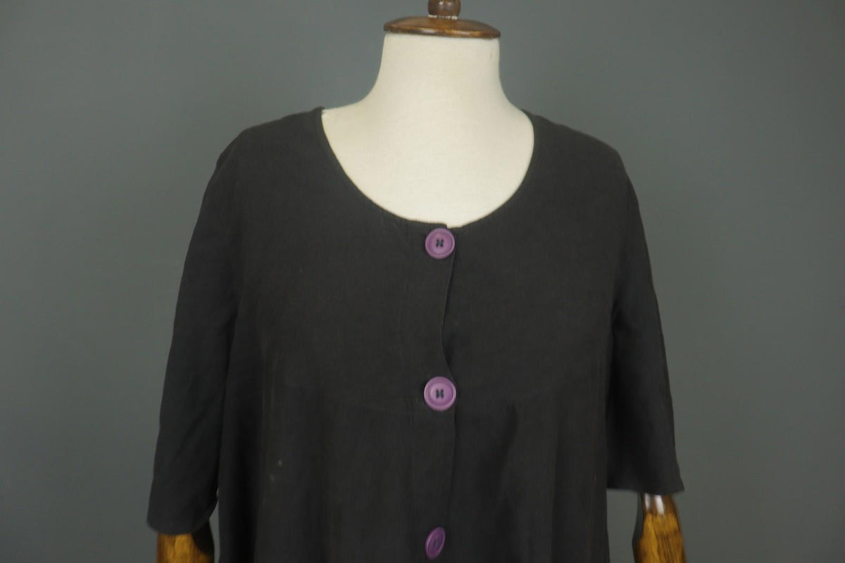 GUDRUN SJODEN Black Casual Long Sleeve Round Neck Button Front Shirt Top – Size M