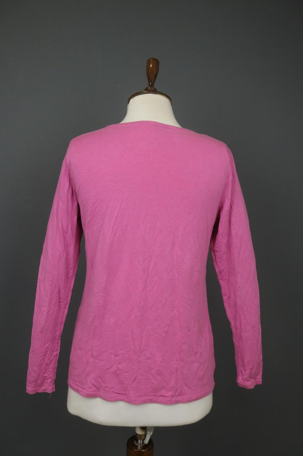 GUDRUN SJODEN Pink Lyocell Long Sleeve Round Neck Pullover T-Shirt Top – Size M