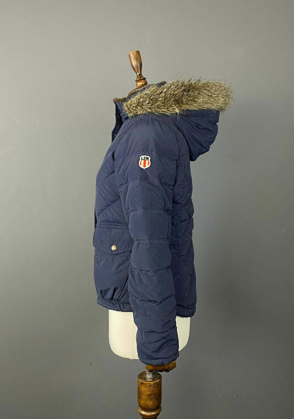 Vintage Polo Jeans Co Ralph Lauren Blue Faux Fur Feather Down Jacket – Size S