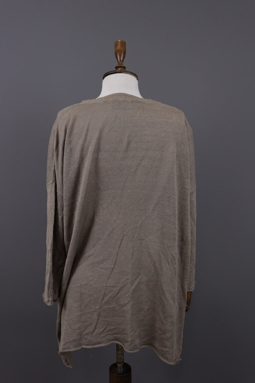 Gudrun Sjoden Brown Linen Lagenlook Long Sleeve Relaxed A-Line Dress – Size L