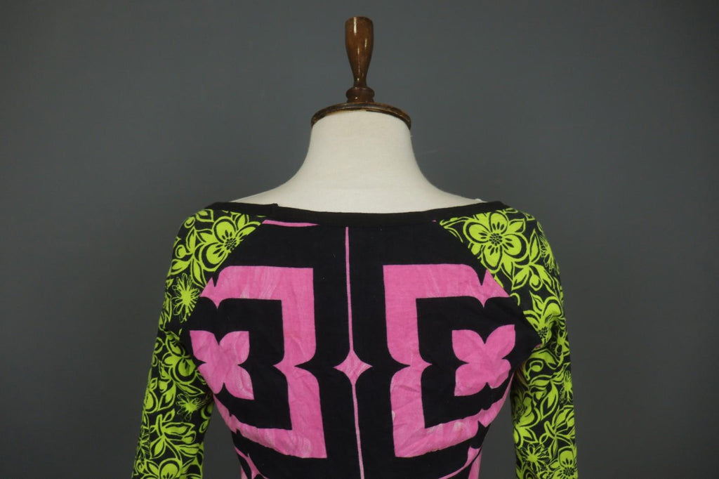 CUSTO BARCELONA Multi Floral Cotton Long Sleeve Round Neck Crop Blouse Top Sz M