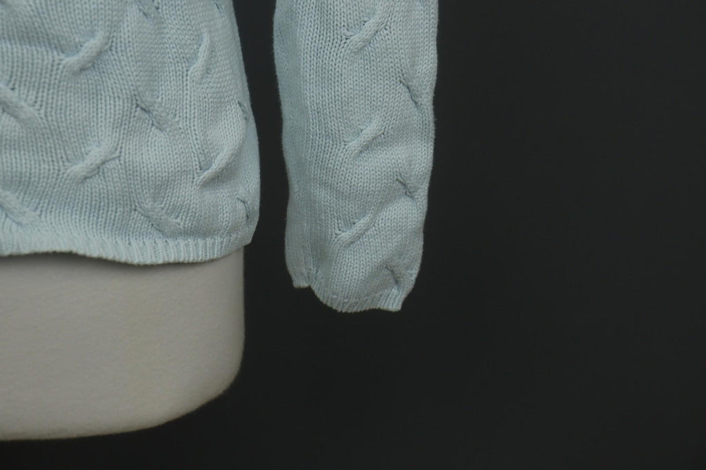 JOHNSTONES Blue Cotton Chunky Knit Long Sleeve Crew Neck Pullover Sweater – Size M