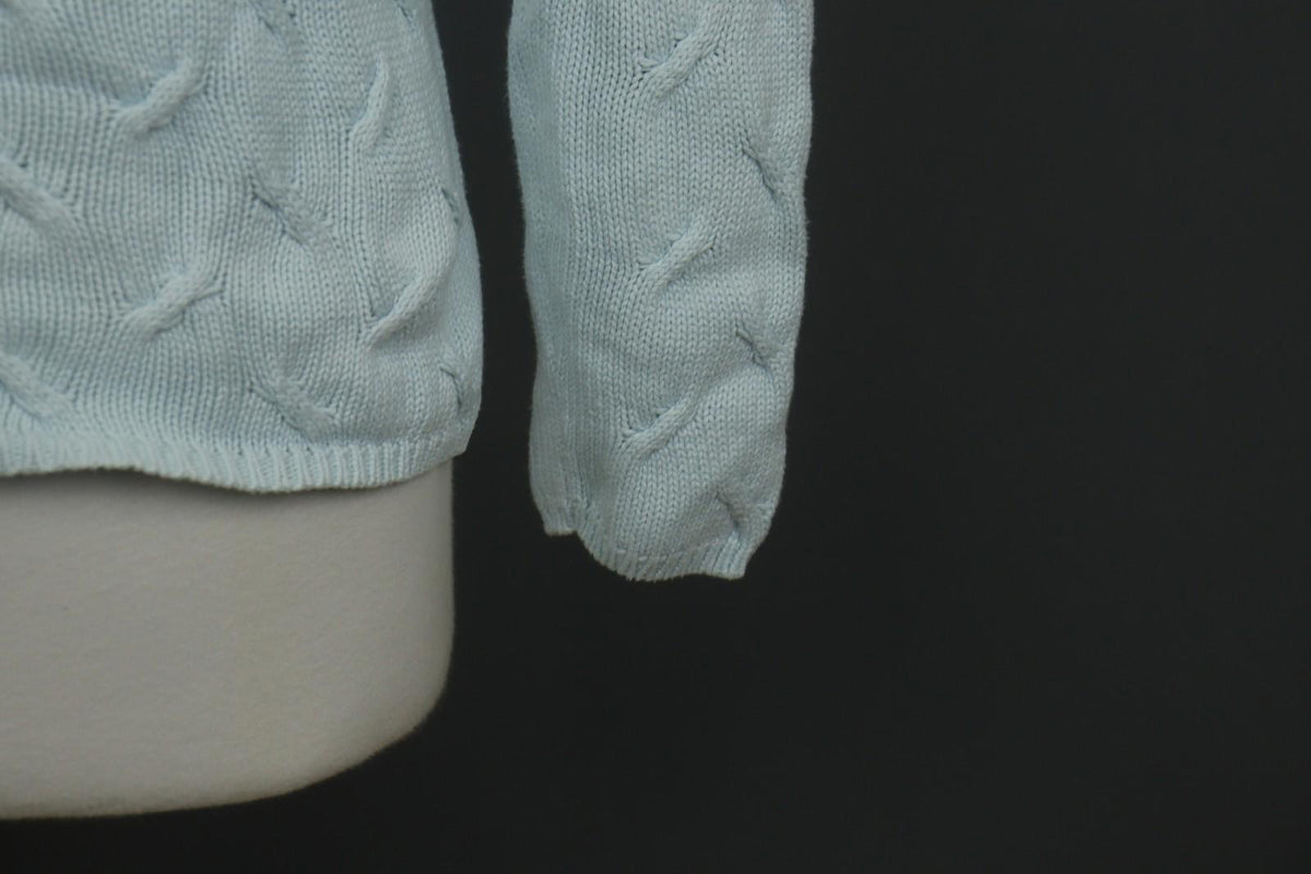 JOHNSTONES Blue Cotton Chunky Knit Long Sleeve Crew Neck Pullover Sweater – Size M