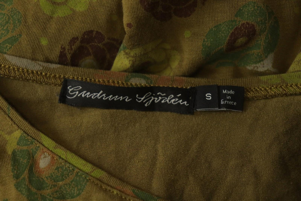 GUDRUN SJODEN Multi Floral Round Neck Short Sleeve Pullover Blouse Top – Size S