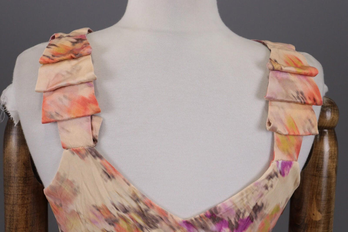 GIANNI VERSACE Multicolor Floral 3D Sleeveless V-Neck Blouse Tank Top – Size 40