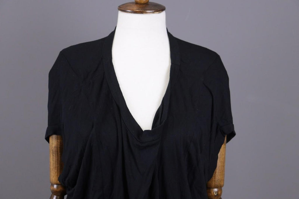 RUNDHOLZ Tunic Top Black Stretch Relaxed Cowl Neck Short Sleeve Pullover – Size L