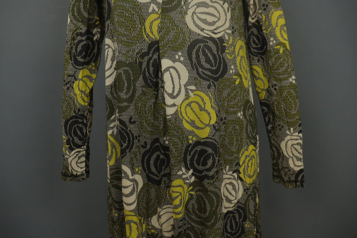 GUDRUN SJODEN Multicolor Floral Print Round Neck Long Sleeve Sheath Dress – Size M