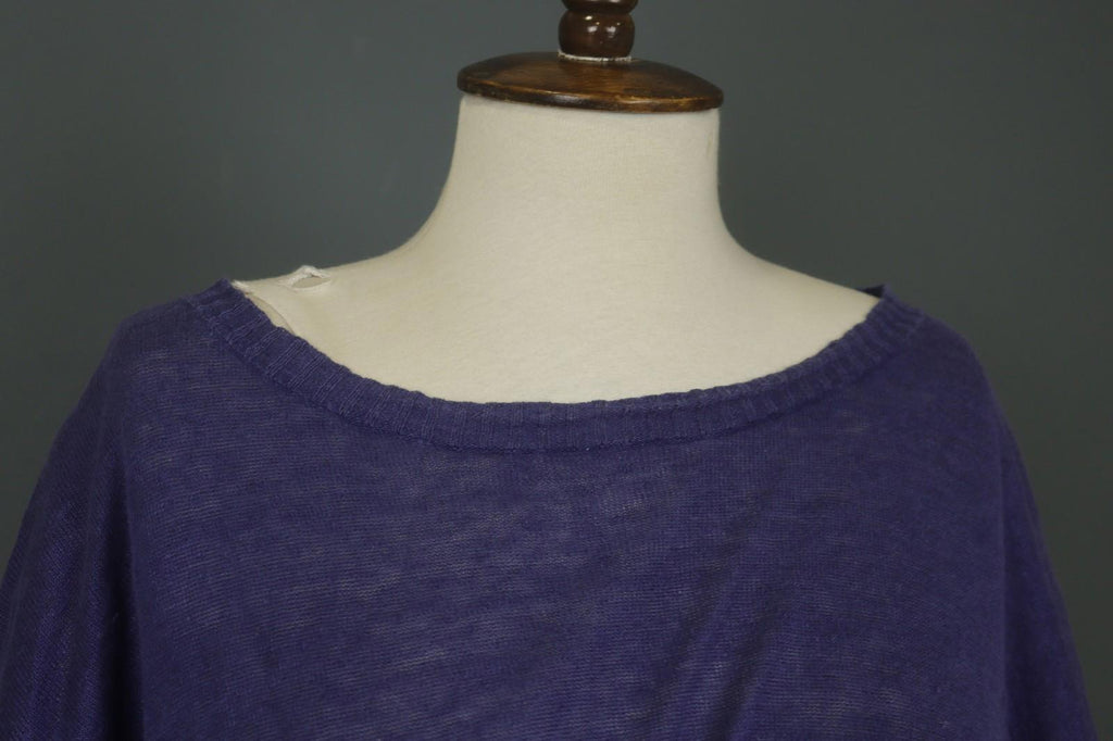 GUDRUN SJODEN Purple 100% Linen Relaxed Fit Round Neck Shift Dress – Size 2XL