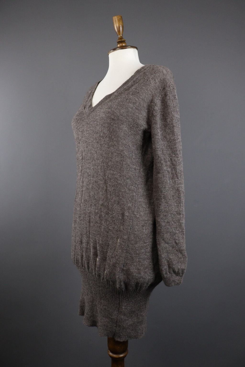 Manila Grace Denim Alpaca Wool Long Sleeve Distressed Bodycon Sweater Dress 2