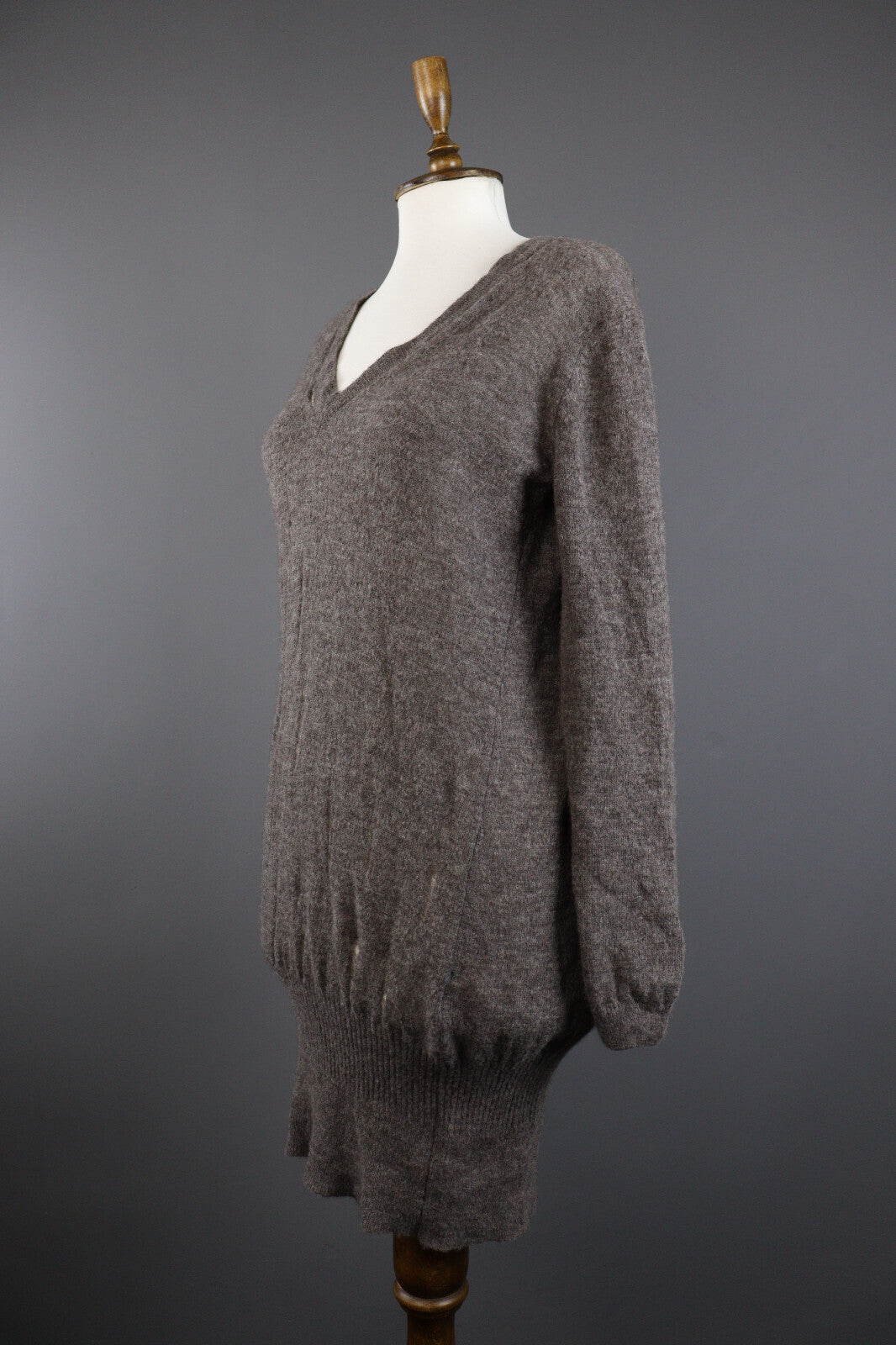 Manila Grace Denim Alpaca Wool Long Sleeve Distressed Bodycon Sweater Dress 2