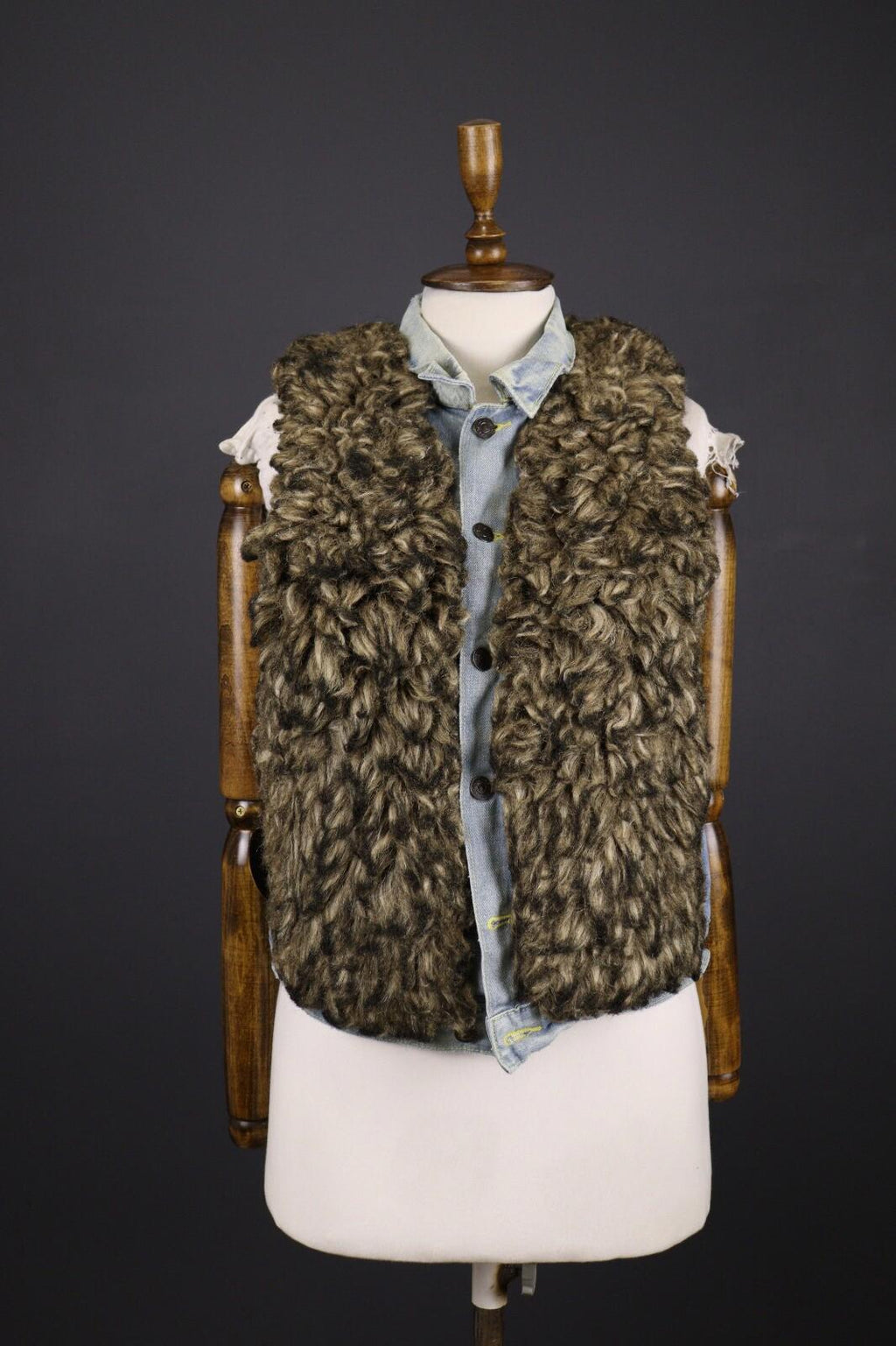 DENIM & SUPPLY RALPH LAUREN Blue Denim Faux Fur Vest Gilet – Size S