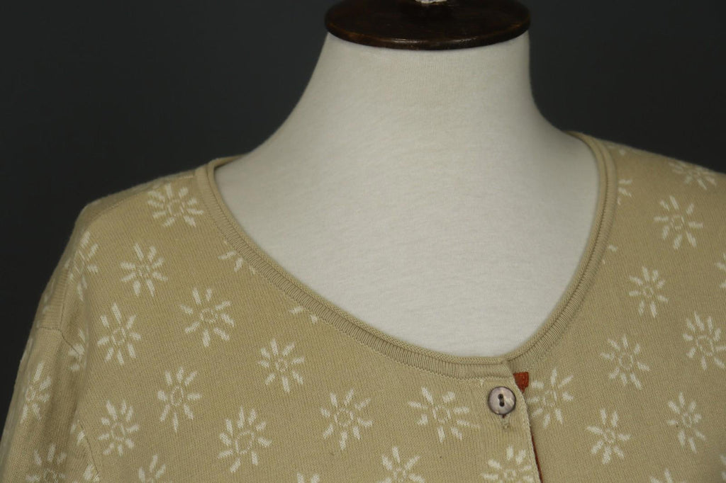 GUDRUN SJÖDEN Beige Floral Long Sleeve Button Front Cardigan Sweater – Size L