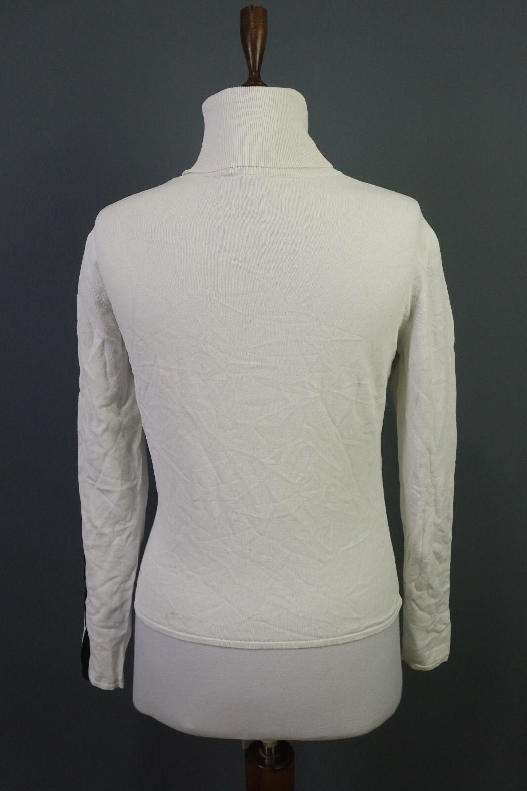 SARAH PACINI White Long Sleeve High Neck Top Blouse Shirt – Size M