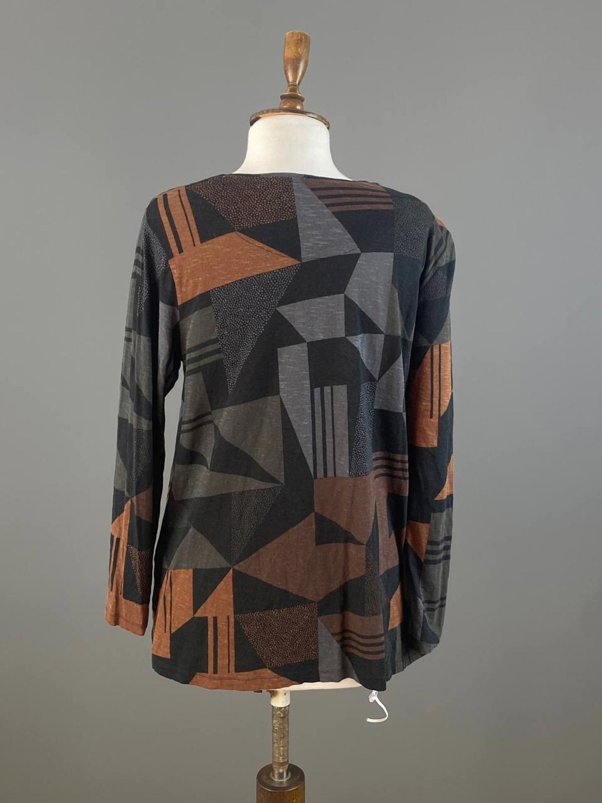 GUDRUN SJODEN Multicolor Abstract Geometric Long Sleeve Wrap Tunic Shirt – Size M