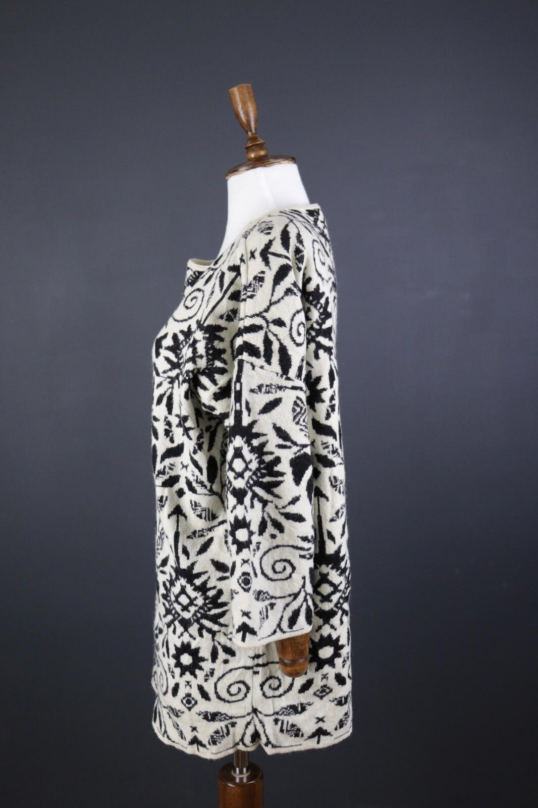 GUDRUN SJODEN Multicolor Floral Wool Long Sleeve Knit Sweater Dress – Size M