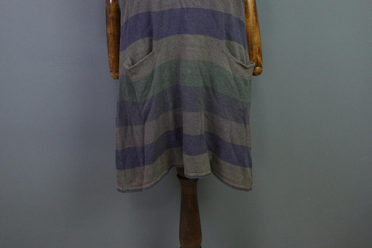 GUDRUN SJODEN Multicolor Striped Linen Short Sleeve Sweater Dress – Size S – Used