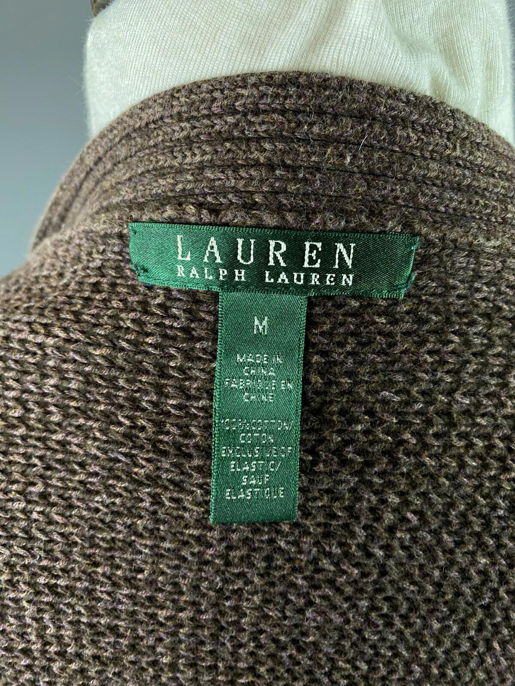 LAUREN RALPH LAUREN Brown Cotton Long Sleeve Cardigan Wrap Sweater – Size M