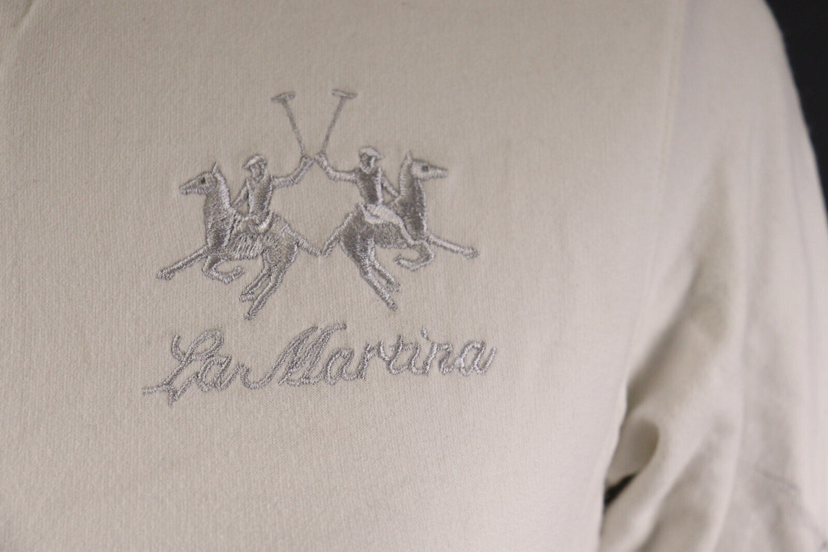La Martina White Full Zip Long Sleeve Sweater – Size M